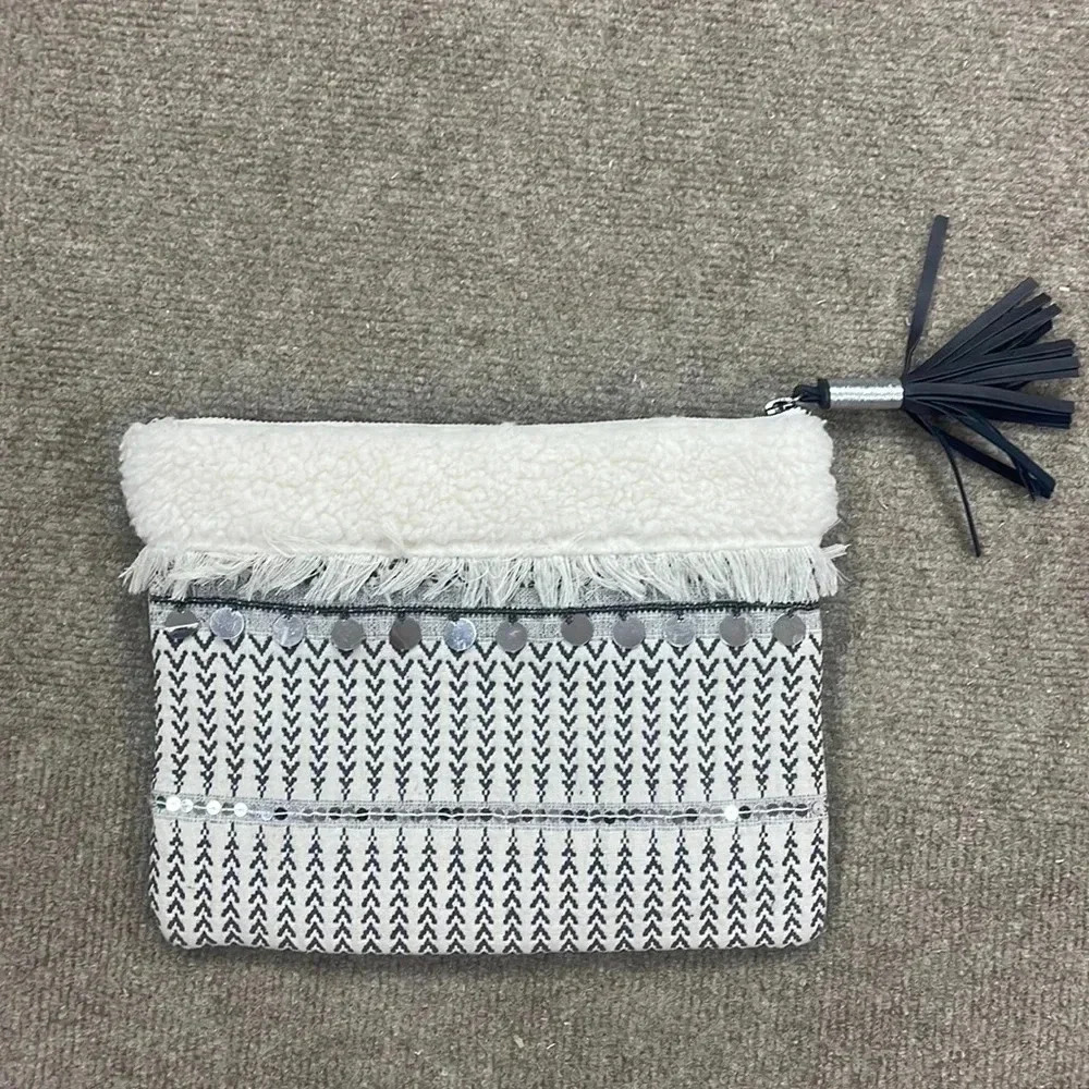 White and Silver Wristlet